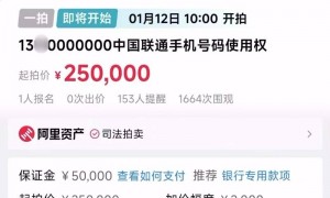尾号“0000000”手机靓号即将25万起拍，已有人报名